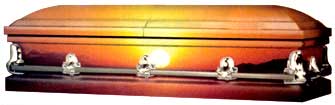 Webcaskets is one of several online sources for caskets of various prices delivered to your door. The company offers standard and customized caskets, some with a humorous touch. This casket, `Sunset,' sells for $1,995.